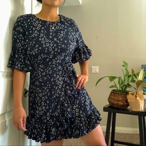 Navy Blue Romper w/ ruffle detailing